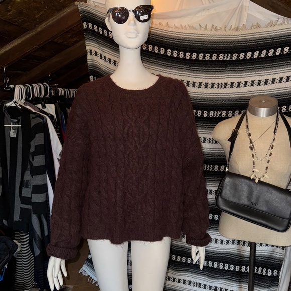 Forever 21 NWT Sweater Plum Burgundy Oversized Cable Knit Sweater | Plus Size 2X - Picture 16 of 16